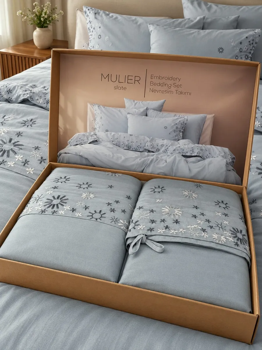 КПБ MAJOLİ Mulier Евро с вышивкой 200*220-1шт. 240-260, 50*70-2шт. Вар. Хлоп. — фото 2