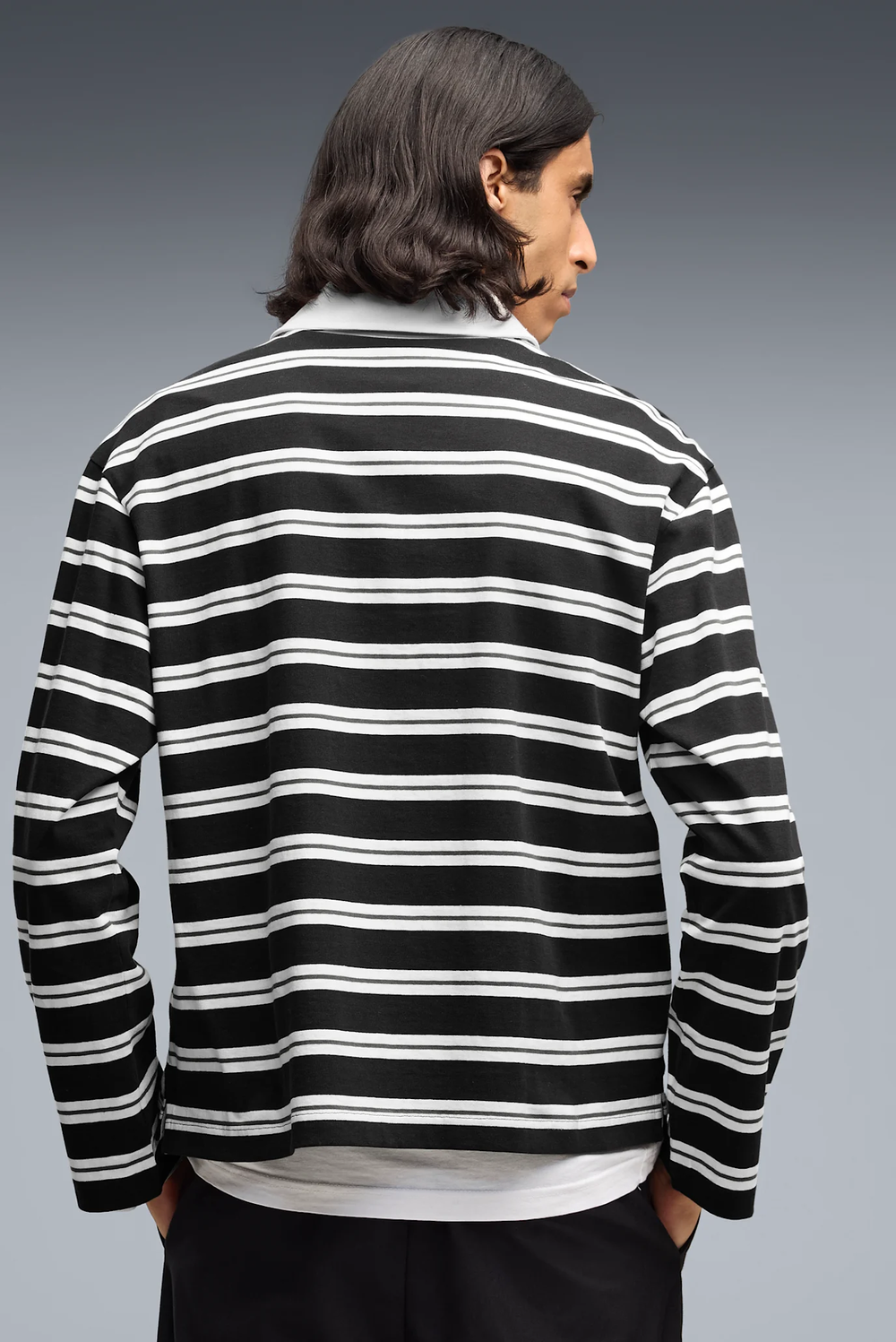 Поло с длинным рукавом мужское PUMA ESS ELEVATED No.1 Relaxed Striped Rugby Polo