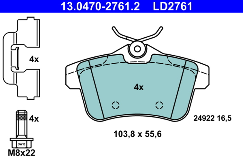 ATE - 13047027612-ATE - Brake Pad Set, disc brake