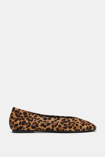 ZARA ФАКТУРНЫЕ КОЖАНЫЕ БАЛЕТКИ С ПРИНТОМ, ЛЕОПАРДОВЫЙ