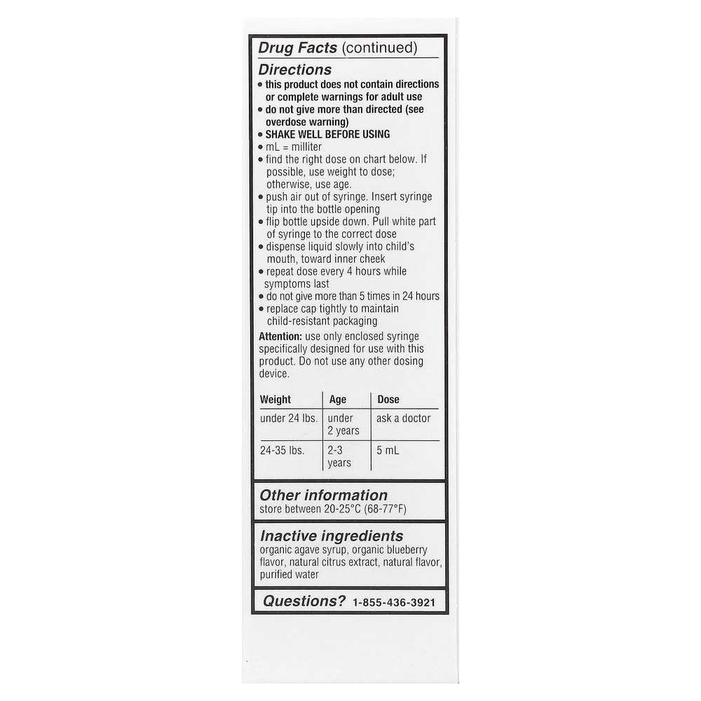 Genexa, Infants 'Pain & Fever, органическая голубика, 160 мг, 59 мл (2 жидк. Унции)