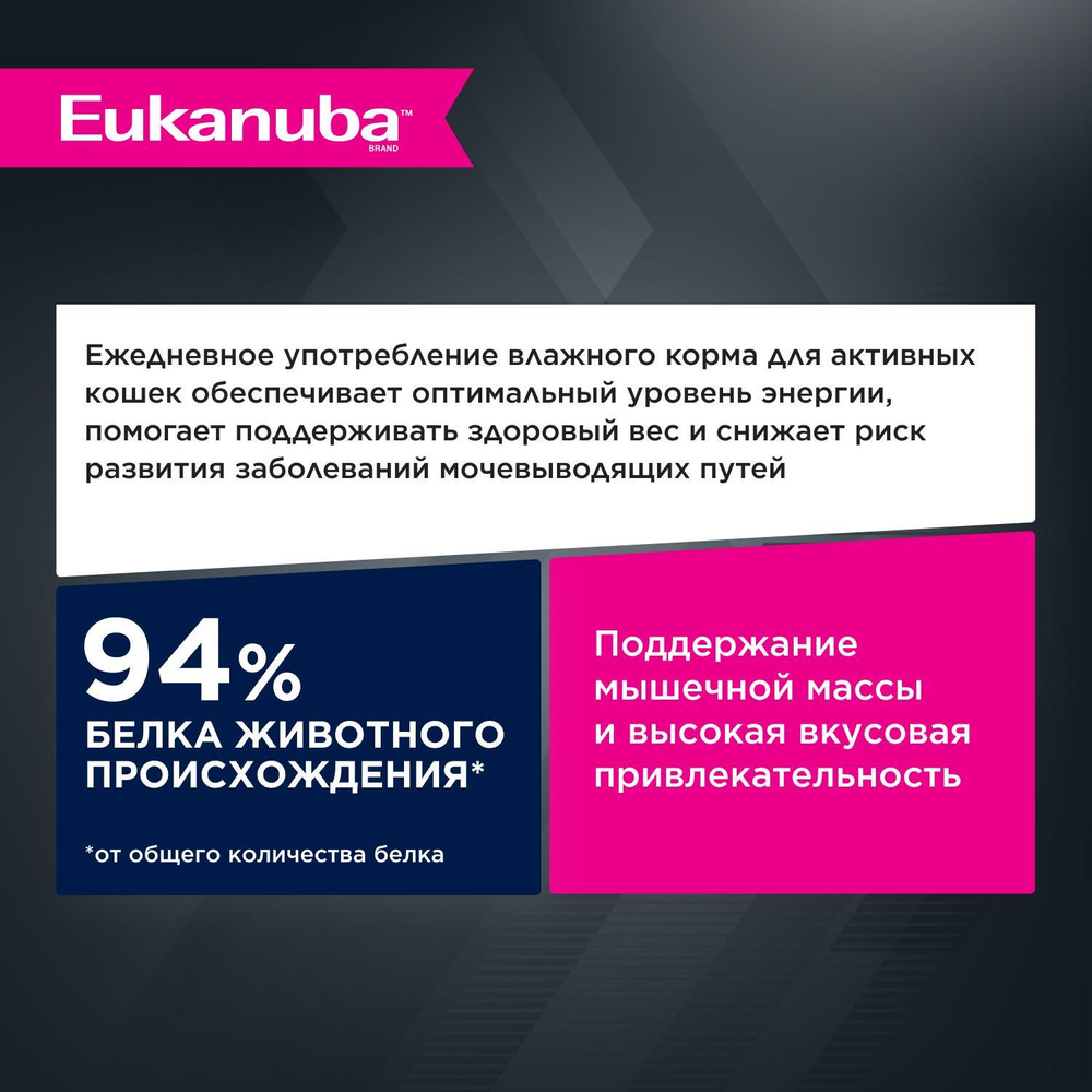 Eukanuba Adult Top Condition влажный рацион с говядиной в соусе для взрослых кошек 85г