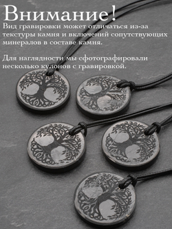 Шунгит натуральный камень древо жизни круглый кулон оберег талисман Карелия