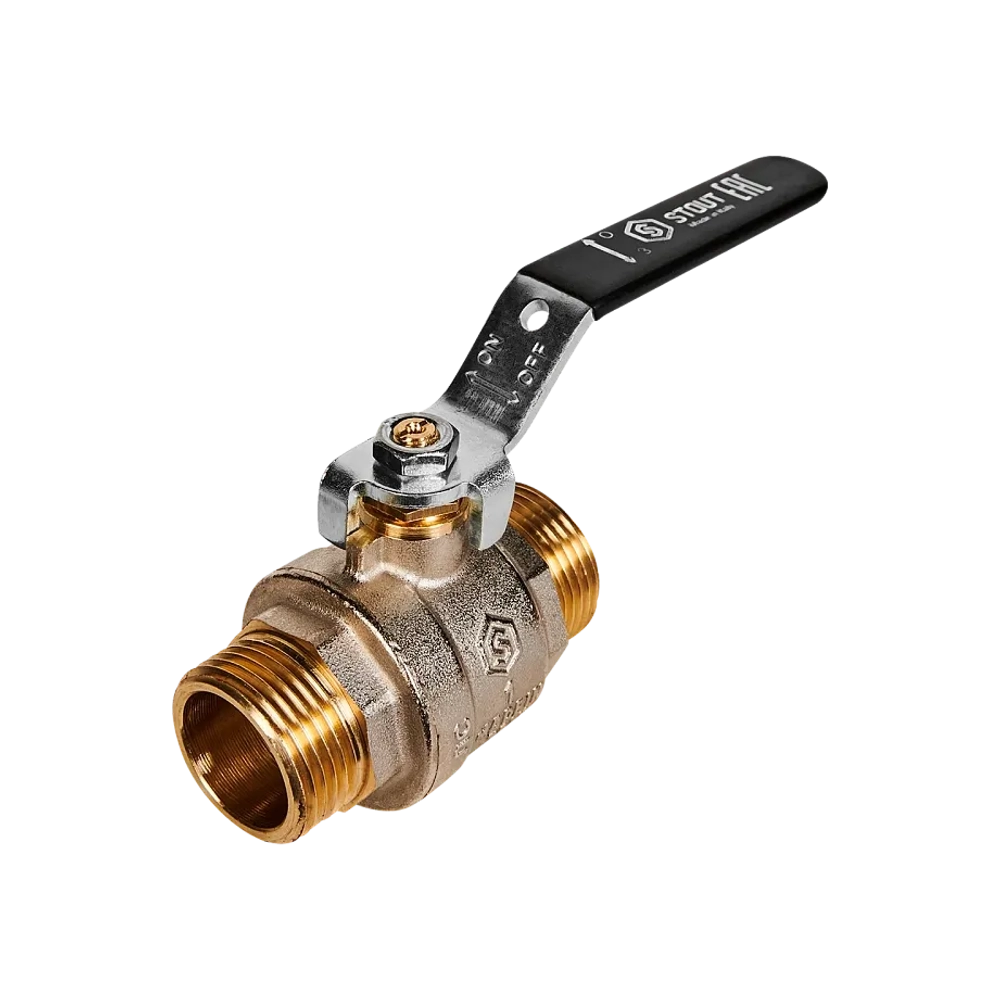 Кран шаровой полнопроходной STOUT - 1" (НР/НР, PN40, Tmax 150°C, ручка-рычаг черная)