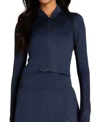 Женская Кофта теннисная Wilson Tennis Long-Sleeve All Day Full Zip - navy blue