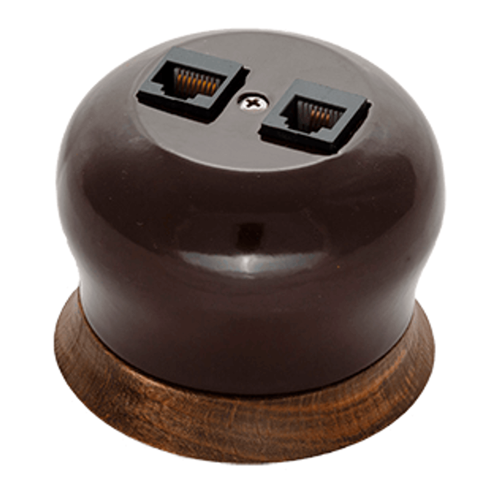Ретро розетка компьютерная RJ45, Коричневый, "Фаберже" BIRONI