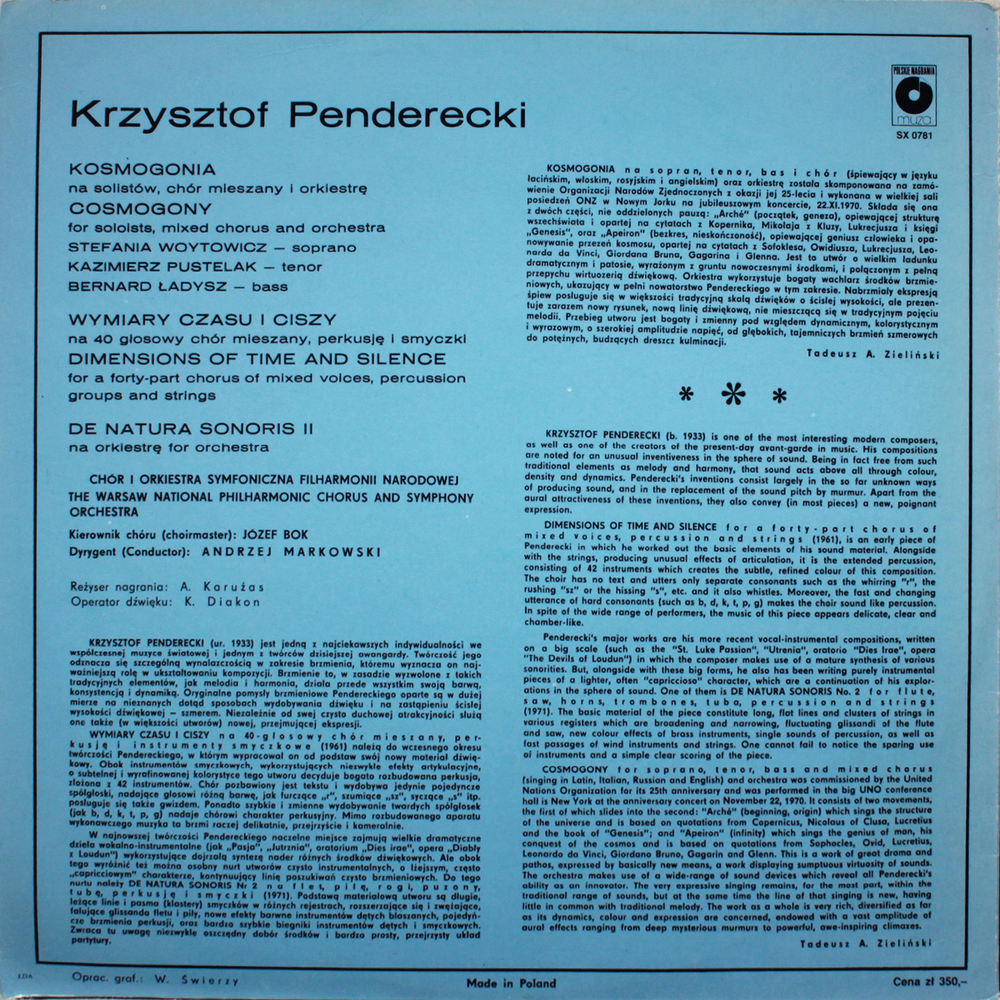 Krzysztof Penderecki / Kosmogonia (LP)