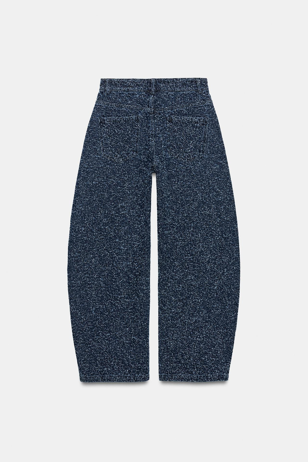 ZARA ДЖИНСЫ WIDE LEG СО СРЕДНЕЙ ПОСАДКОЙ И ФАКТУРНОЙ ТКАНЬЮ — ZW COLLECTION, ГОЛУБОЙ