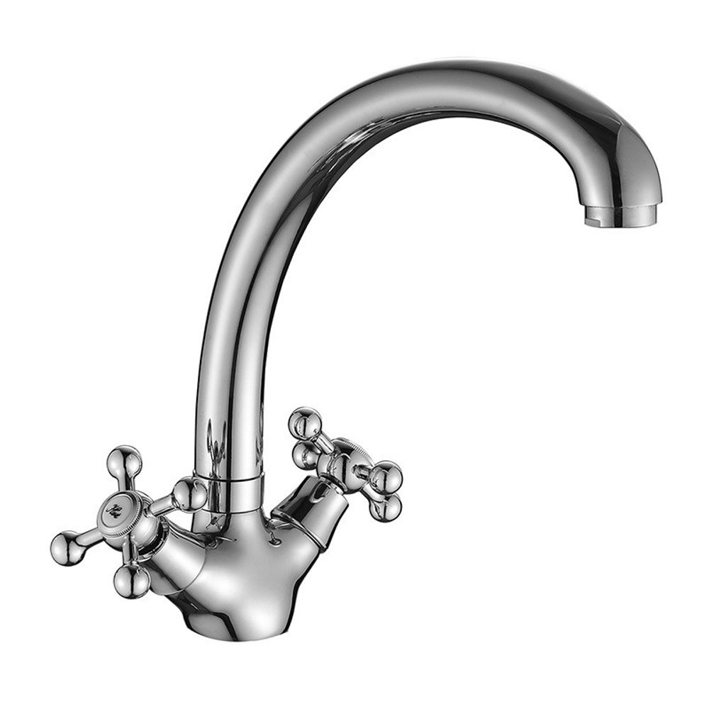 DR54029 Смеситель двуручный для кухни с поворотным изливом, хром DR54029 Смеситель двуручный для кухни с поворотным изливом, хром