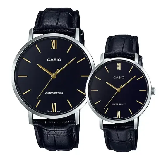 Парные часы Casio Standard: MTP-VT01L-1B и LTP-VT01L-1B