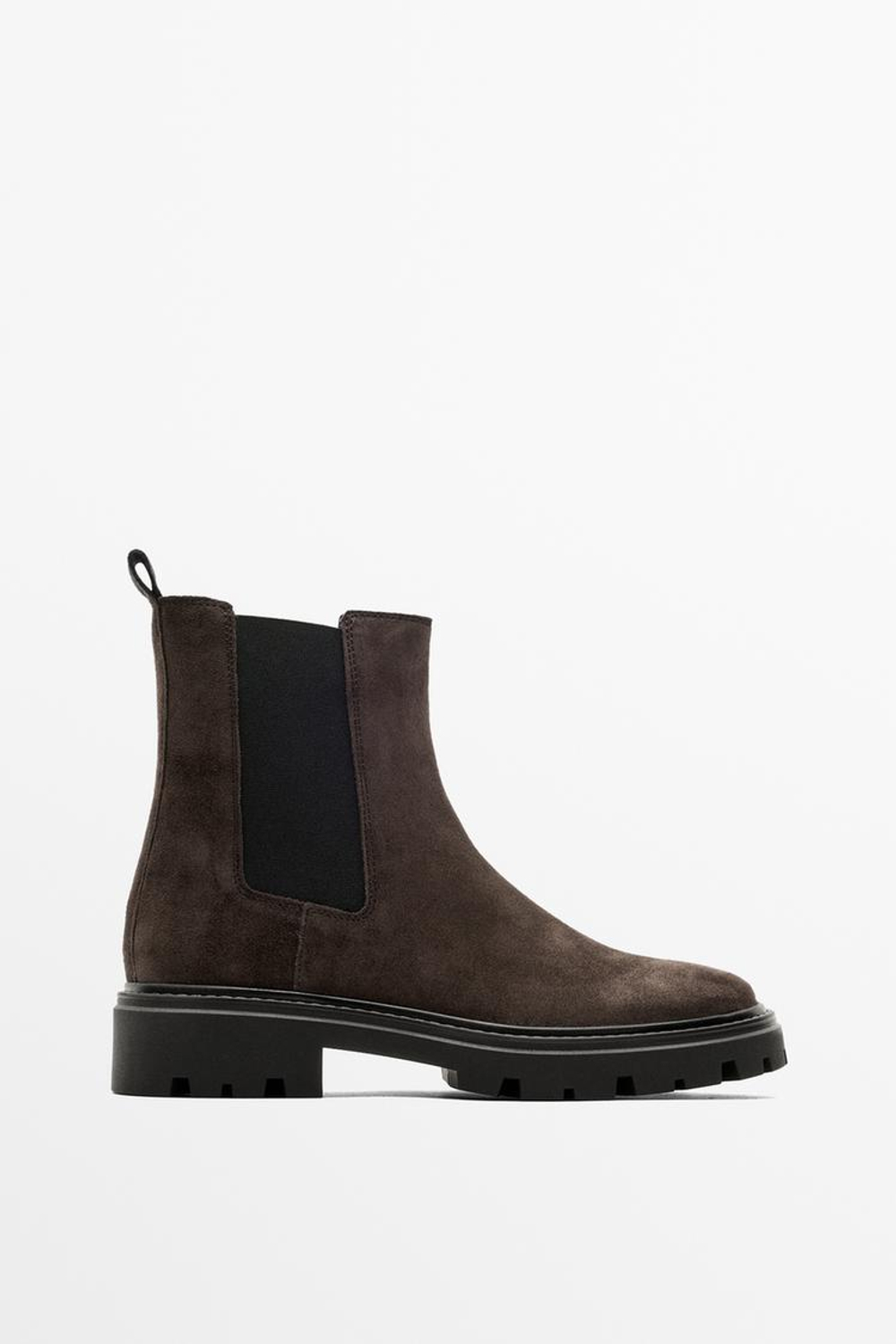 Massimo Dutti Ботинки челси на плоской рифленой подошве, коричневый