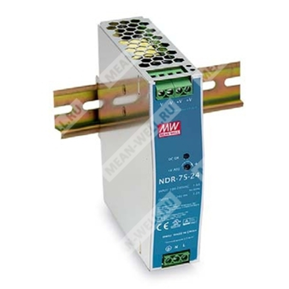 Блок питания  220/24  NDR-75-24,  24В,3.2А,76.8Вт  MEAN WELL