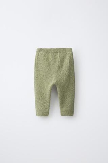 ZARA ТРИКОТАЖНЫЕ БРЮКИ С ВЫШИВКОЙ, МЯГКИЙ ЗЕЛЕНЫЙ