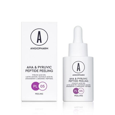 ANGIOPHARM АHA-ПИЛИНГ С ПЕПТИДАМИ И ПИРОВИНОГРАДНОЙ КИСЛОТОЙ рН 3.5-4.0, 30 мл. | AHA & PYRUVIC PEPTIDE PEELING