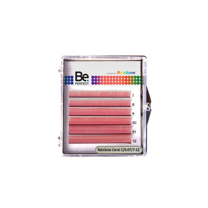 Розовые ресницы BePerfect Rainbow Coral MIX 6 линий
