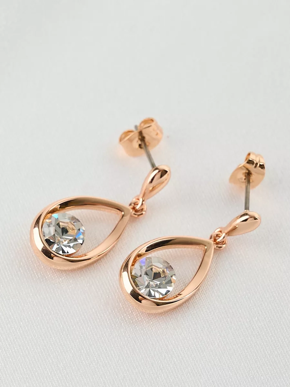 Серьги-капли Белла с белыми кристаллами Swarovski