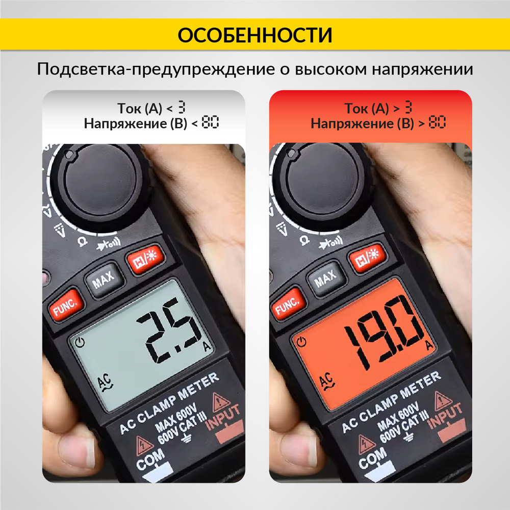 Токовые клещи переменного тока 200A iCartool IC-M200A