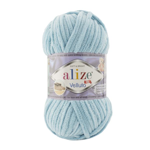 Пряжа Alize (Ализе) Velluto / уп.5 мот. по 100 г, 68м, 414 лазурный A