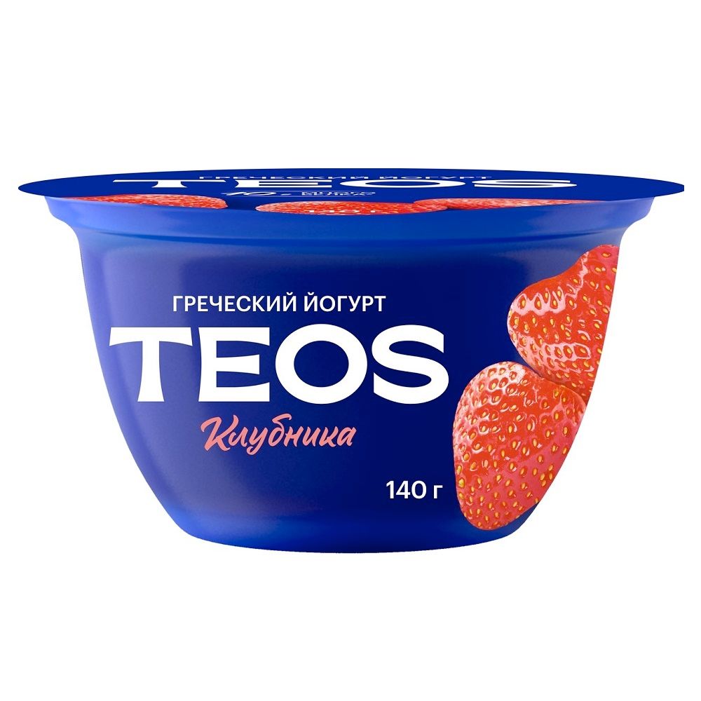 Йогурт Савушкин TEOS Греческий 2% 140г Клубника, шт