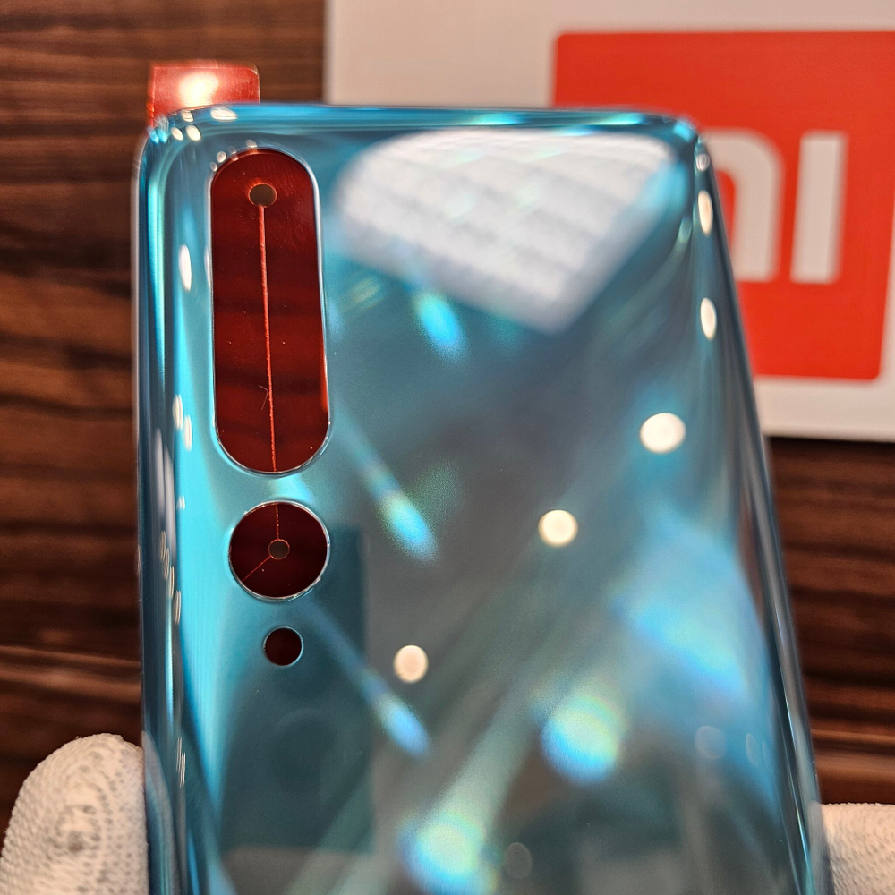 Крышка для Xiaomi Mi 10 - оригинальная задняя стеклянная панель (зеркально зелёного цвета)