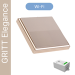 Умный беспроводной выключатель GRITT Elegance 1кл. золотистый комплект: 1 выкл., 1 реле 1000Вт 433 + WiFi с управлением со смартфона, E181110SGWF