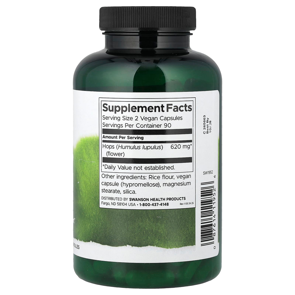 Swanson Vitamins, Full Spectrum®, хмель, 180 веганских капсул (310 мг в 1 капсуле)