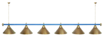 Лампа STARTBILLIARDS 6 пл. (плафоны зеленые,штанга зеленая,фурнитура золото)