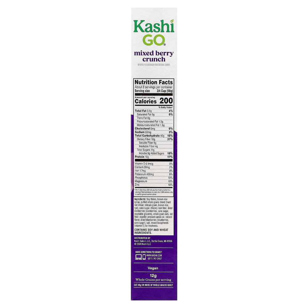 Kashi, GO®, хлопья с протеином и клетчаткой, хрустящие ягоды, 501 г (17,7 унции)