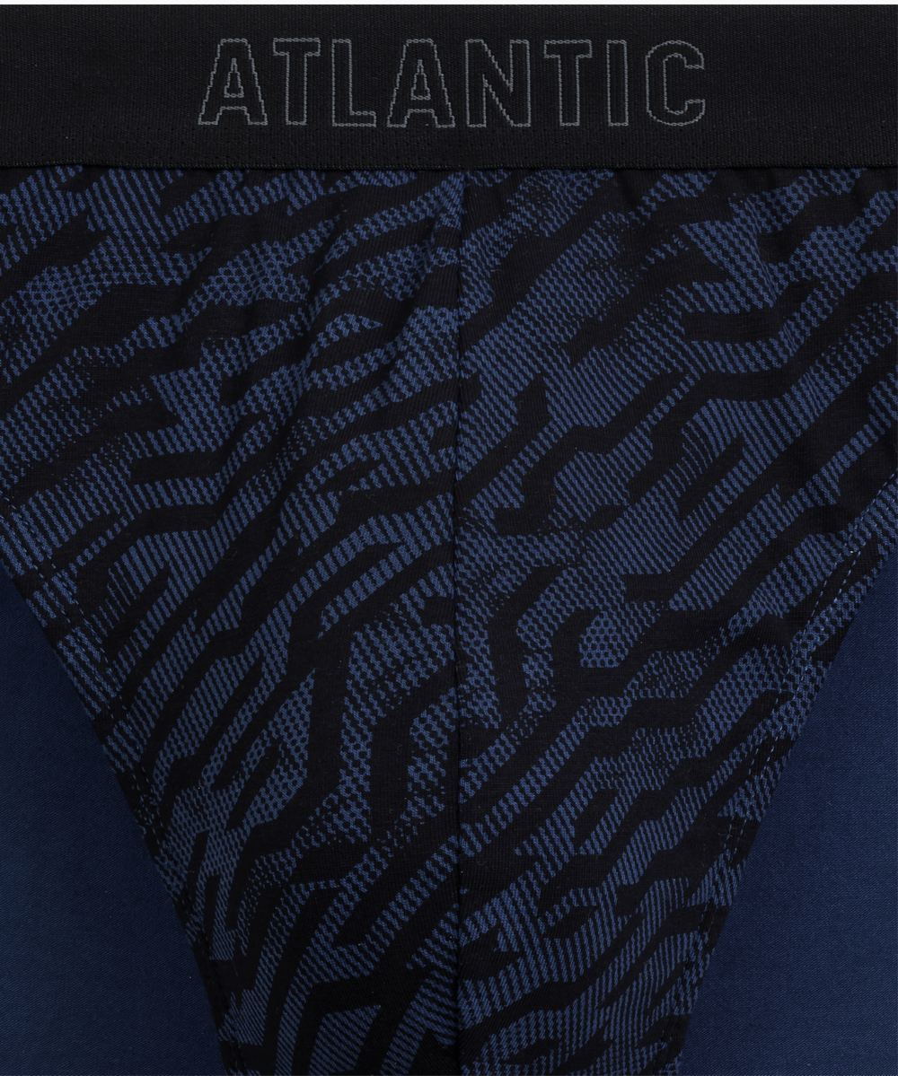 Мужские трусы слипы спорт Atlantic, набор 3 шт., хлопок, графитовые + черные + индиго, 3MP-221
