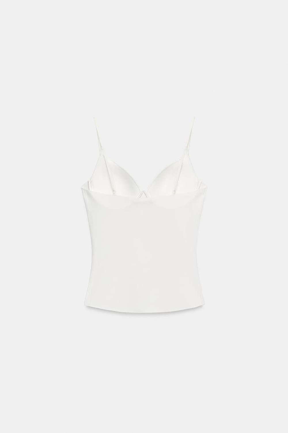 ZARA ТОП ИЗ СМЕСОВОГО ПОЛИАМИДА, БЕЛЫЙ