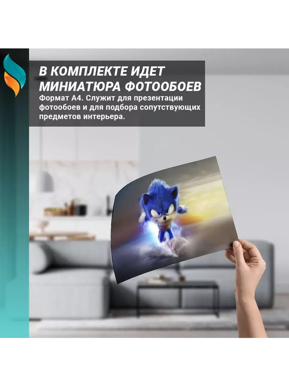 Детские фотообои на стену Соник бежит по воде 300х270см