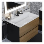 Тумба с раковиной Uperwood Barsa 70 см, раковина белая, подвесная тумба черная/дуб сонома