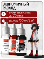 Комбо красок для аэрографа (белая+красная+чёрная) 3х15 мл