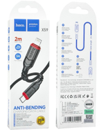 Usb Кабель-зарядка Type-C на Lightning Hoco X59 3A 60W 2м в тканевой оплетке черный