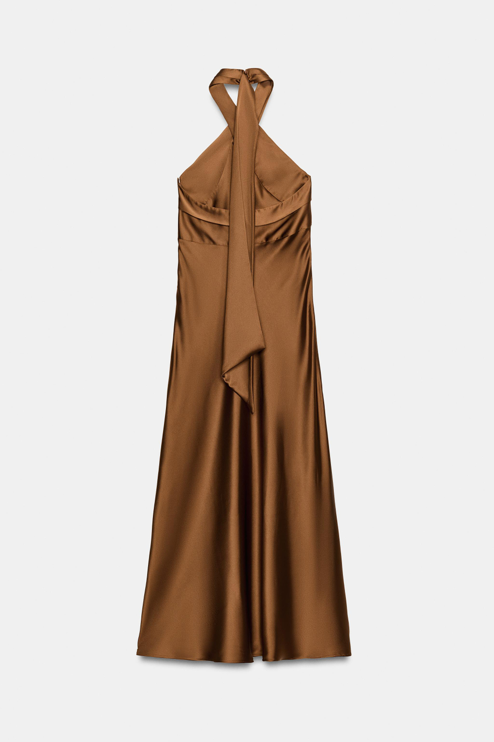 АТЛАСНОЕ ПЛАТЬЕ МИДИ ХАЛТЕР — ZARA