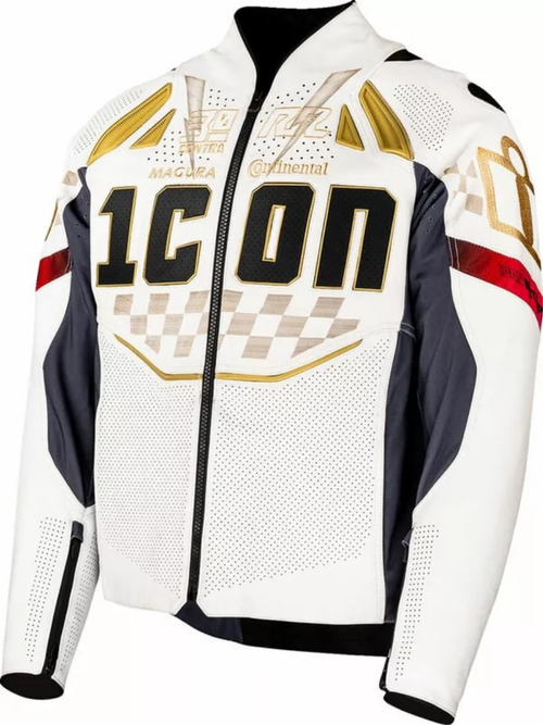 Купить Мотокуртка Кожаная Icon Contra 3 Rizz Rizz Jacket / Бело-черный