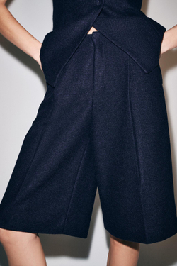 ZARA ШОРТЫ ИЗ СУКНА, МОРСКОЙ СИНИЙ