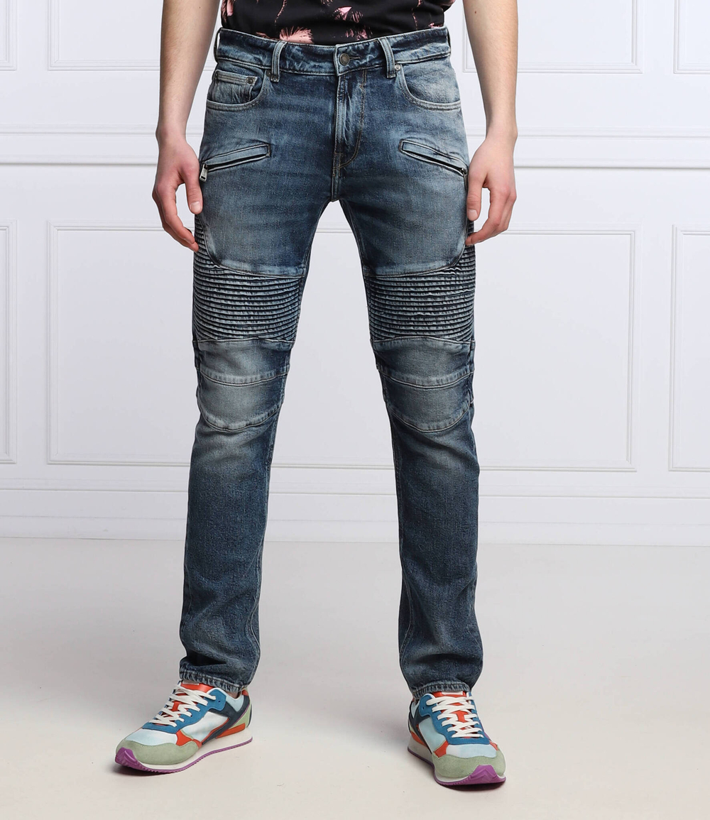 джинсы pin tuck moto GUESS - голубой(M2GAS2 D47I6)