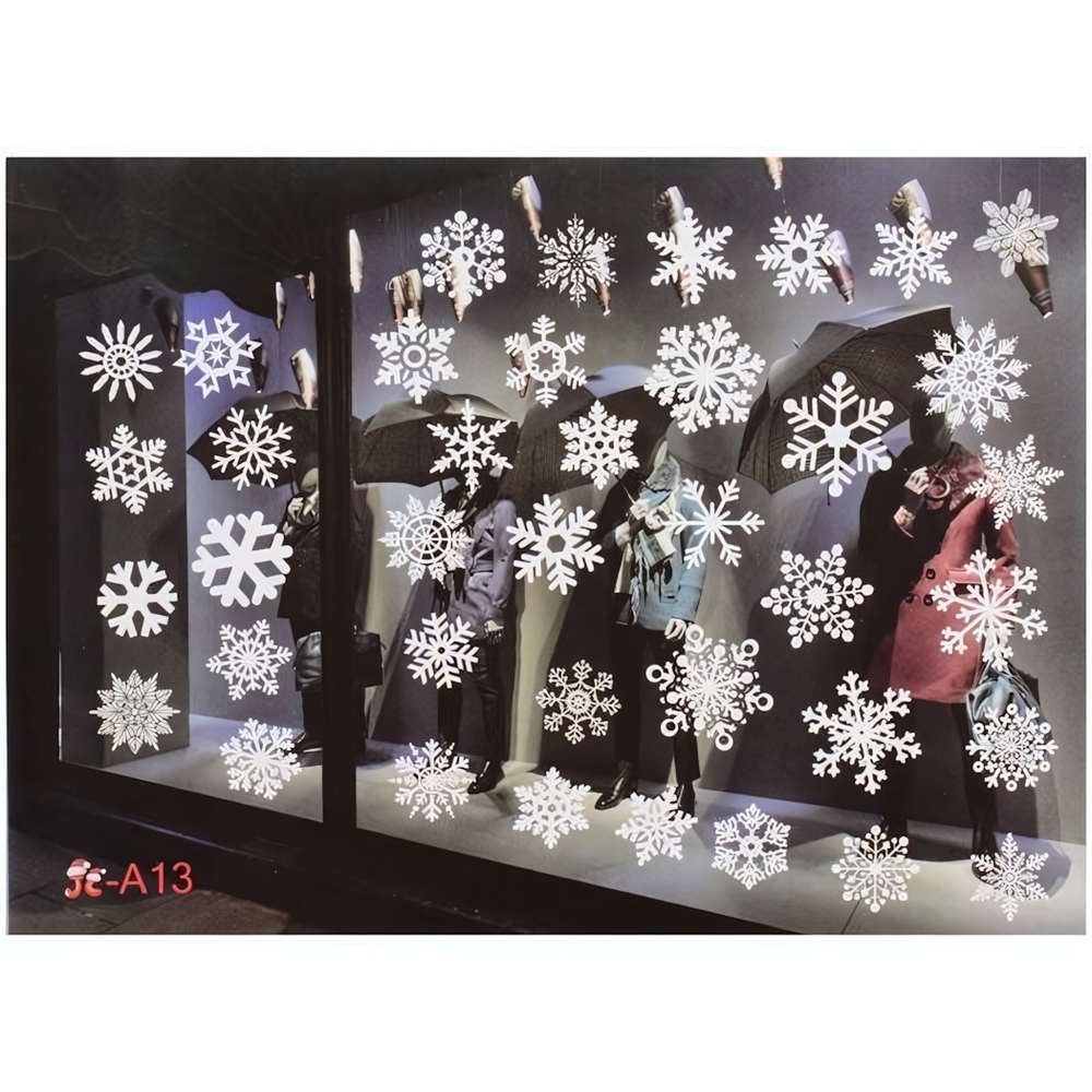 Наклейка на стекло "Снежинки" 50*35 см (диаметр рулона 4 см)