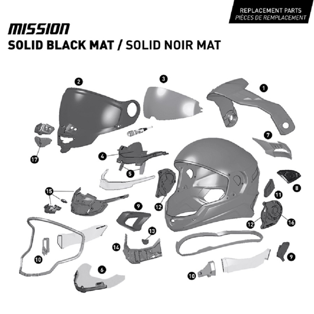 Шлем CKX MISSION AMS EDL SOLID BK MAT 2XL