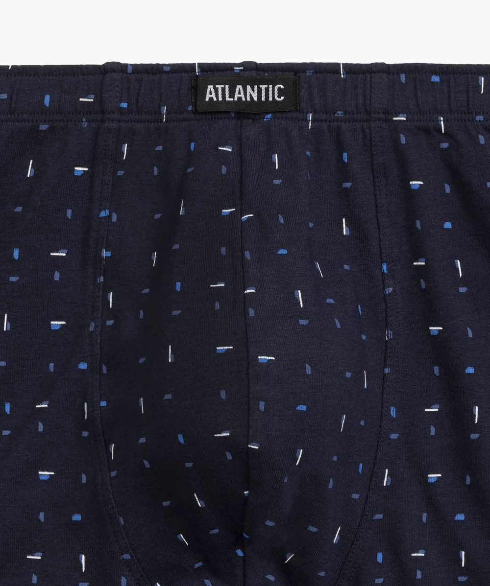 Мужские трусы шорты Atlantic, набор из 3 шт., хлопок, темно-синие + голубые, 3MH-194