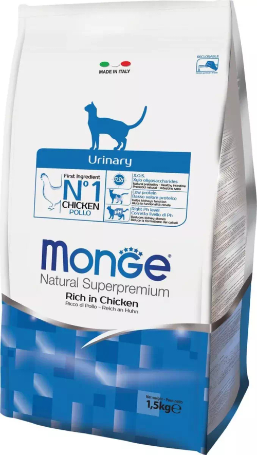Сухой корм Monge Urinary  для профилактики мочекаменной болезни у кошек, курица, 1.5 кг
