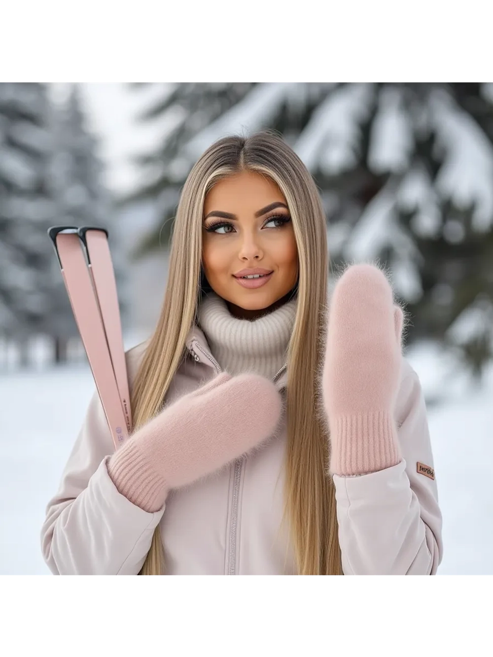 Варежки зимние теплые пушистые ангора