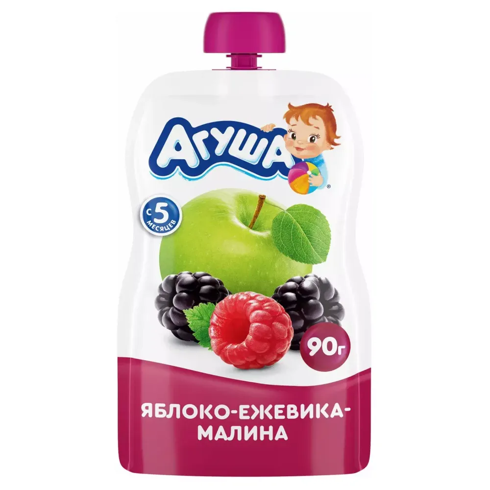 Пюре АГУША ежевика-малина д/п 90г