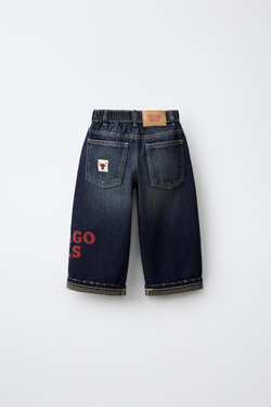ZARA ДЖИНСЫ WIDE LEG NBA — CHICAGO BULLS, СИНИЙ
