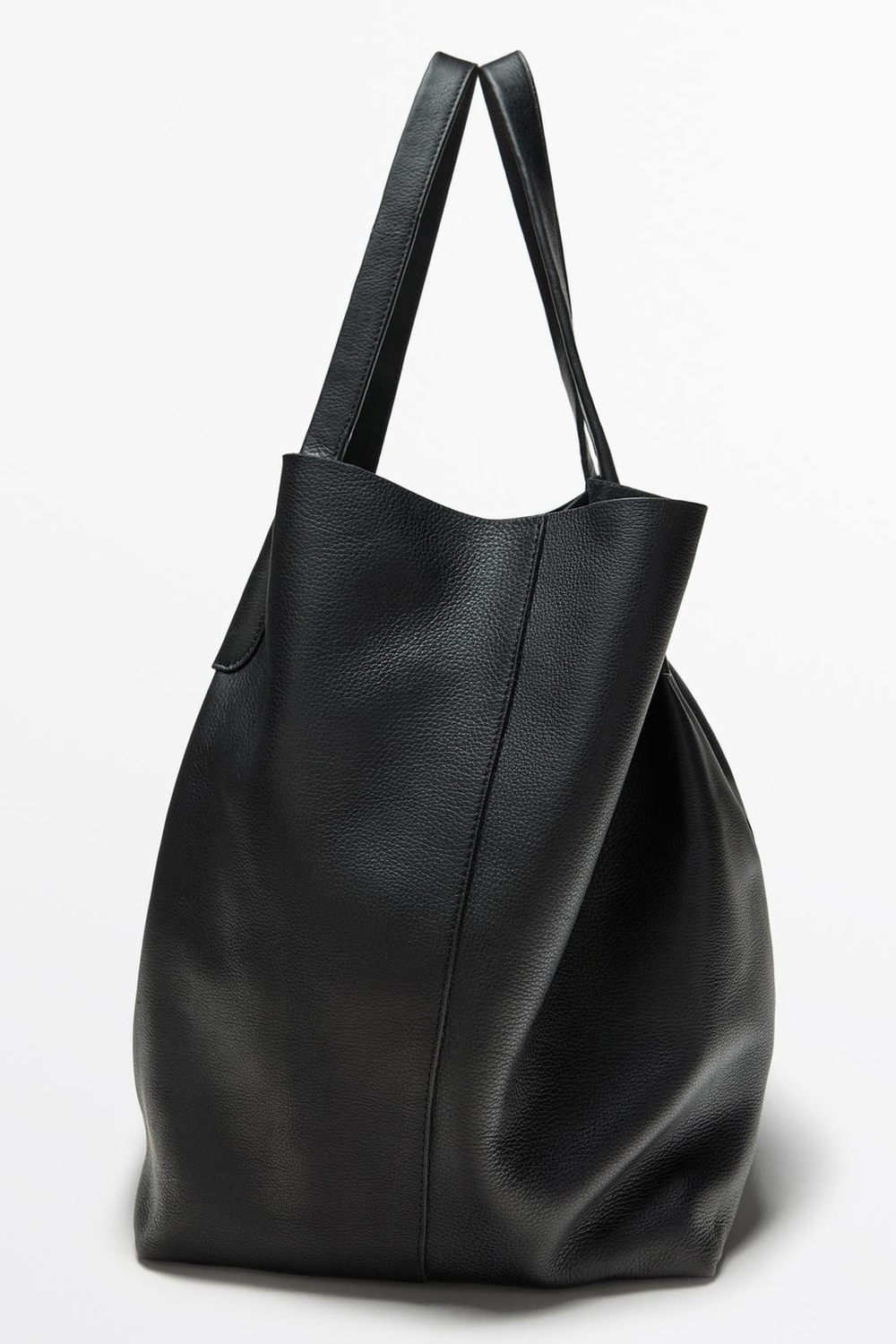 Massimo Dutti Сумка-тоут из кожи наппа, черный