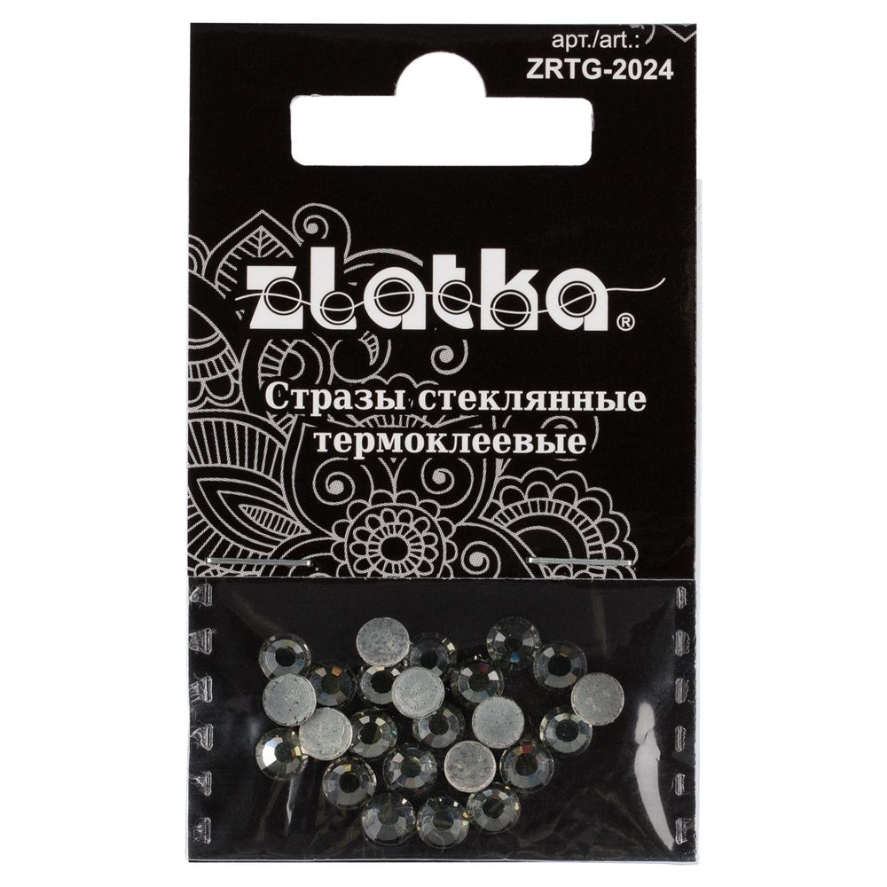 Стразы клеевые стекло 4.7 мм, 5х24 шт, SS20 №04 бл.серый (Black Diamond), Zlatka ZRTG-2024
