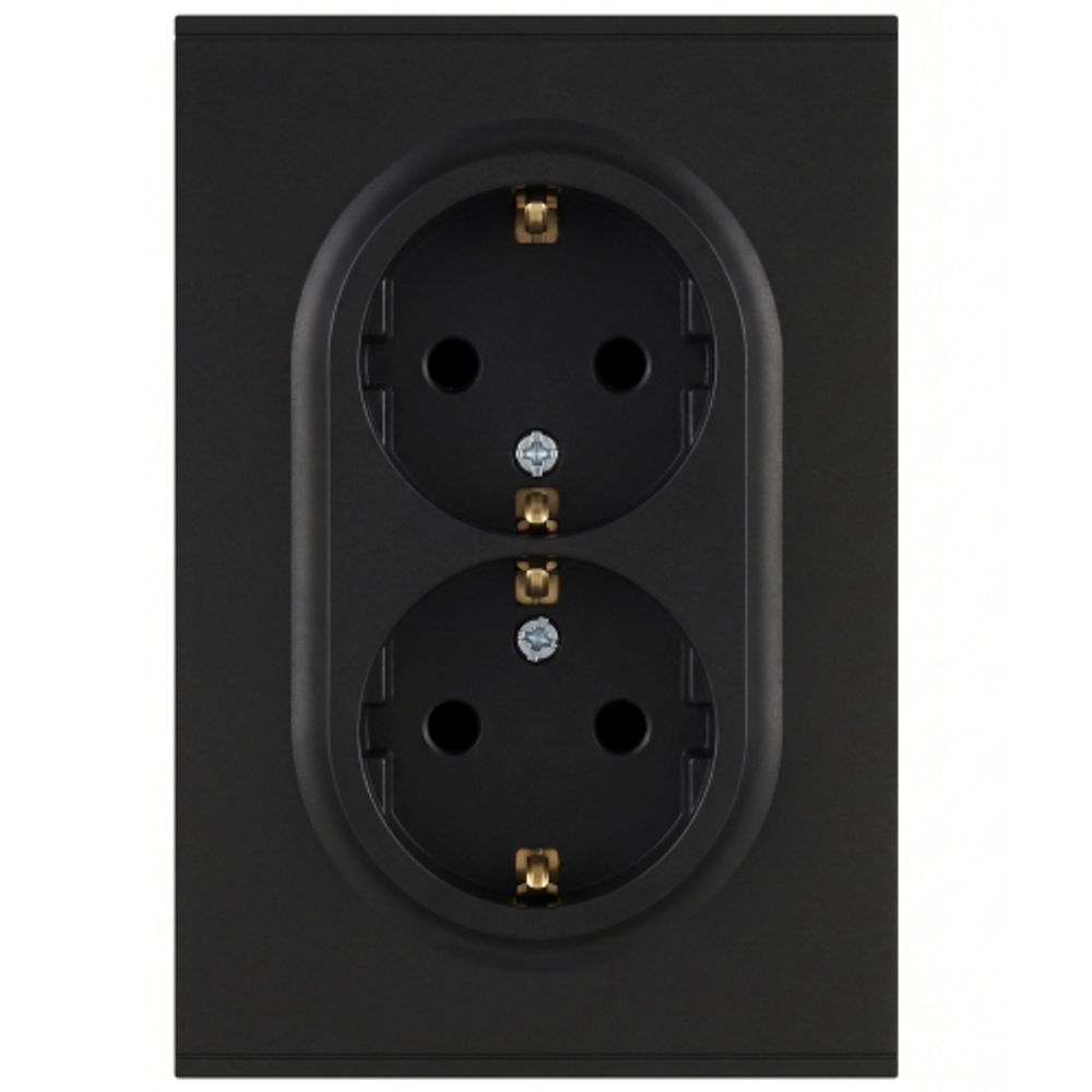 Розетка ЭРА Arktik 16-2105-05 двойная с заземлением 2X2P+E Schuko со шторками 16А-250В антрацит | Эра Arktik