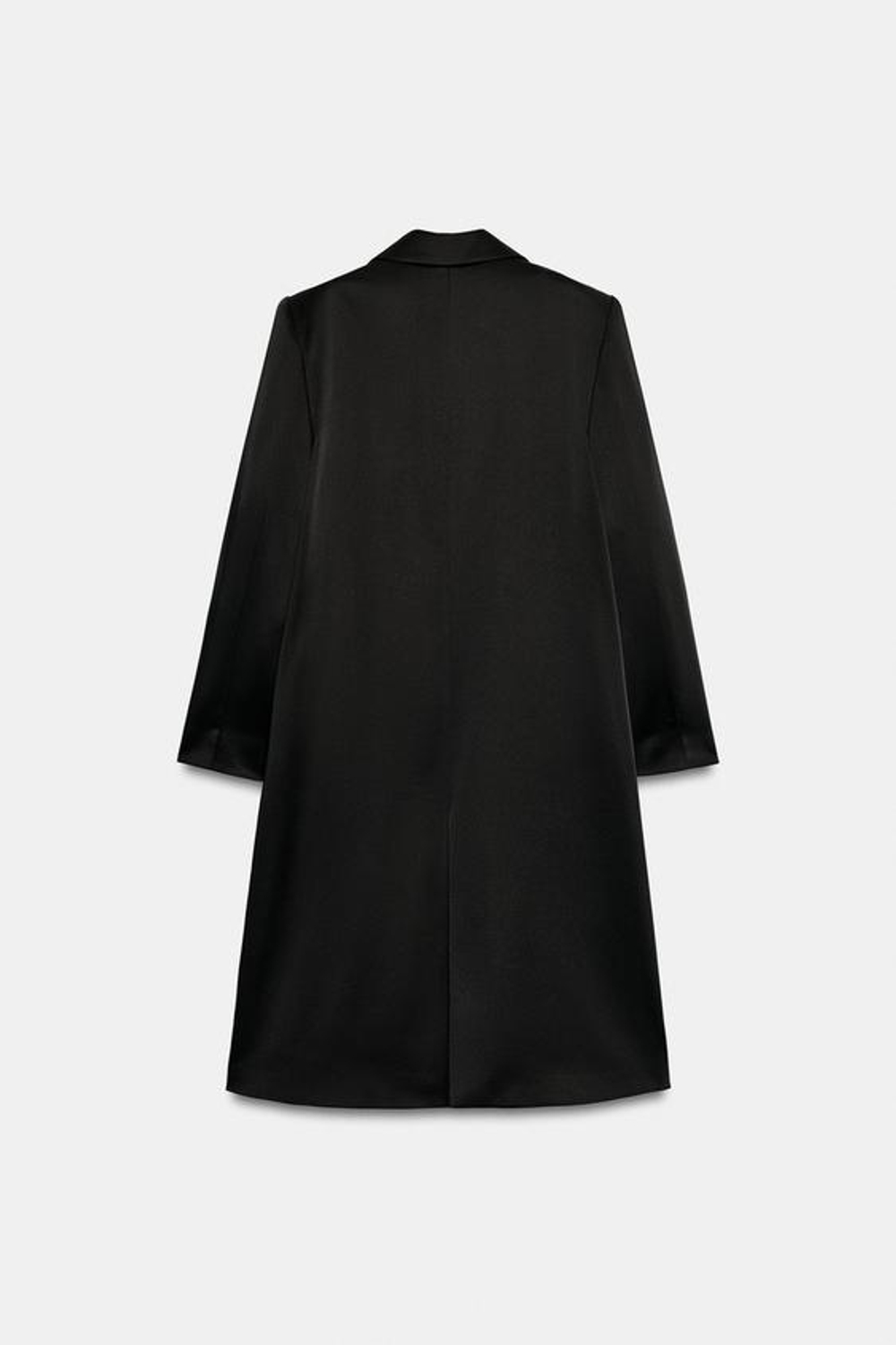 ZARA АТЛАСНОЕ ПАЛЬТО С ПОДПЛЕЧНИКАМИ, ЧЕРНЫЙ