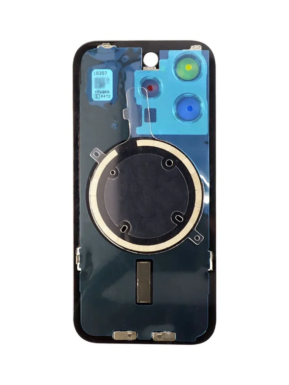Задняя крышка для iPhone 15 Pro (серый) в сборе со стеклом камеры с кольцом MagSafe